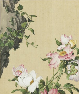 Picture of Paeonia lactiflora from Xian e Changchun Album Lang shining Giuseppe Castiglione old China ink Oil Paintings